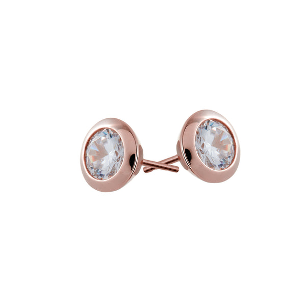 Rose gold cz stud on sale earrings