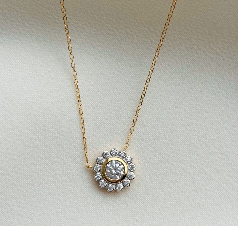 Flower Gold Cubic Zirconia Pendant