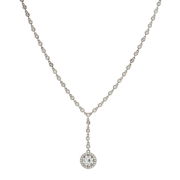 Alicia Sterling Silver Cubic Zirconia Necklace with Drop Pendant