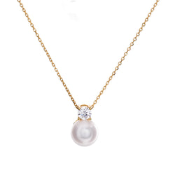 Arie Gold Plate Freshwater Pearl & CZ Necklace