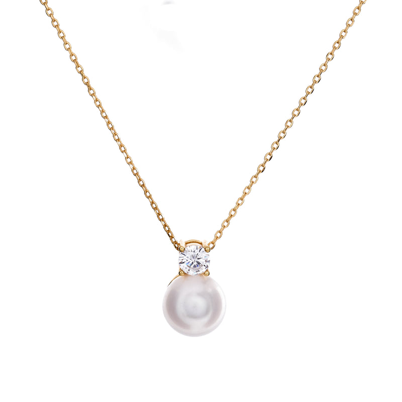 Arie Gold Plate Freshwater Pearl & CZ Necklace