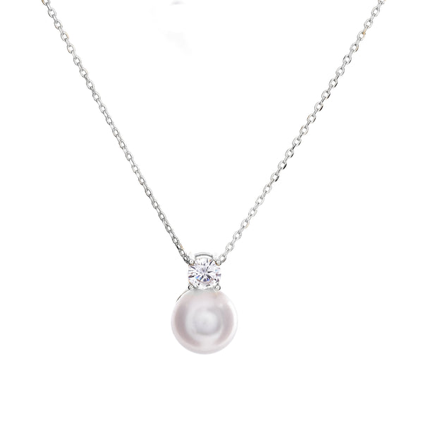 Arie Sterling Silver and Freshwater Pearl & CZ Necklace