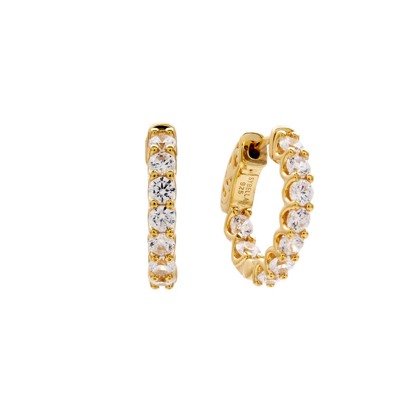 Soleil Gold Plate Claw Set 17mm CZ Hoops