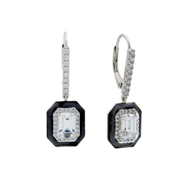 Bridget Sterling Silver and Black Art Deco Cubic Zirconia Earrings