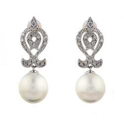 Eliana Pearl Art Deco Cubic Zirconia  Earrings