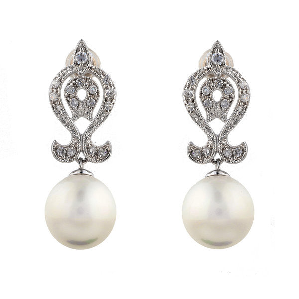 Eliana Pearl Art Deco Cubic Zirconia  Earrings