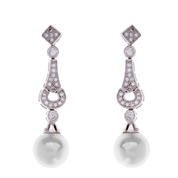 Andi Multi-Shape Cubic Zirconia and Pearl Chandelier Drop Earrings