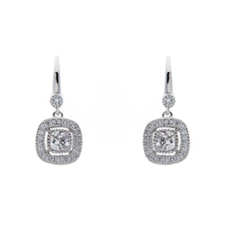 Alma Rhodium cz square earrrings on french hook