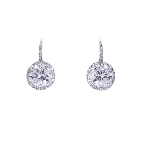 Casey Rhodium plate,  cubic zirconia, round lever back earrings