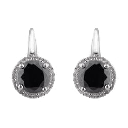 Ophelia Rhodium black and clear cz earrings on french hook