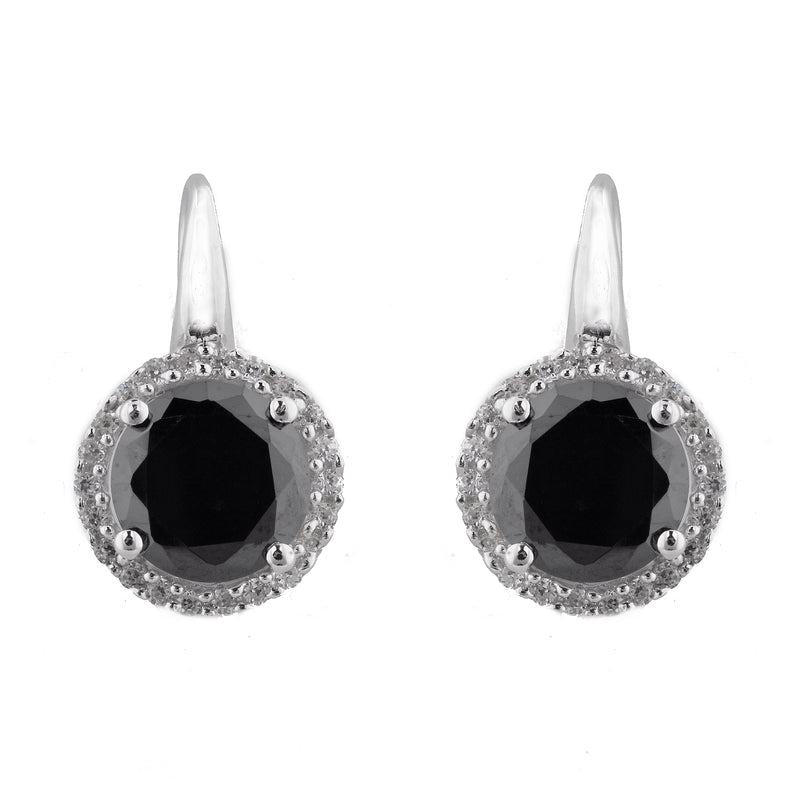 Ophelia Rhodium black and clear cz earrings on french hook