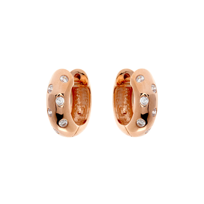 Cindy Rose Gold Plate Cubic Zirconias Hoops