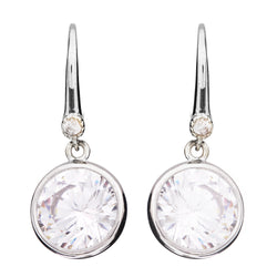 Brihony Bezel  Silver Drop Hook Earrings