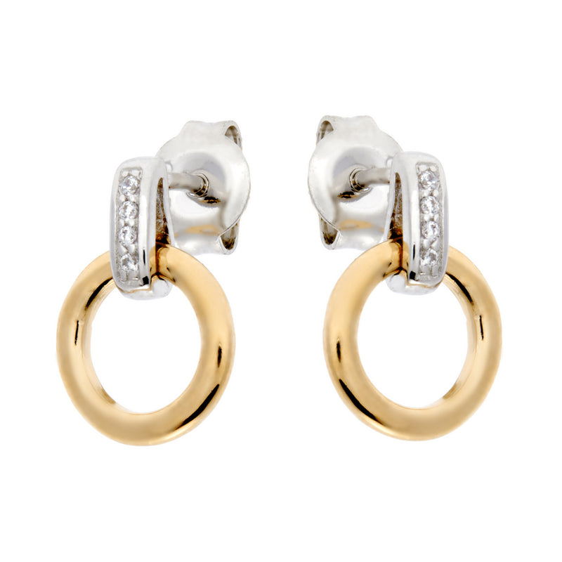 Dimi Two Tone Gold and Silver Open Round Studs