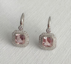 Vivian Pink & Cubic Zirconia Square Earrings