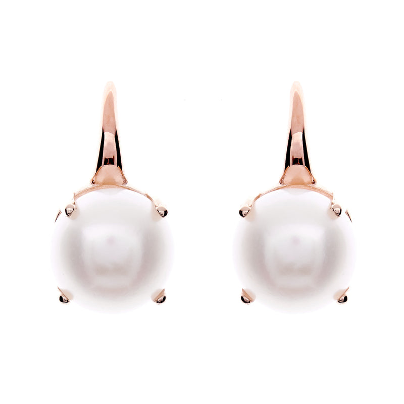 Petra Rose Gold freshwater pearl claw set hook earrings