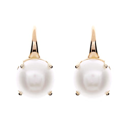 Petra Yellow Gold freshwater pearl claw set hook earrings