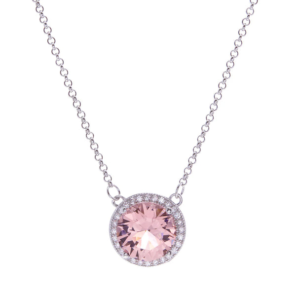 Disey Round Pink and Silver Necklace