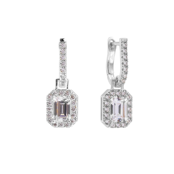 Paloma  Sterling Silver Emerald Cut Cubic Zirconia Dress Earrings