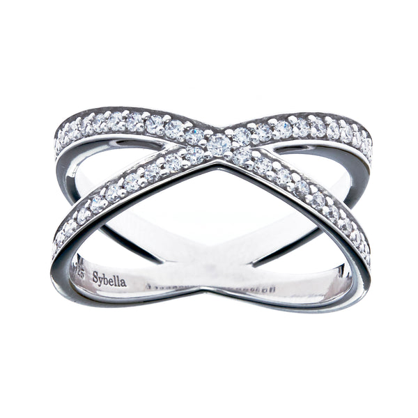 Octavia - Clear Cubic Zirconia Cross Over Ring