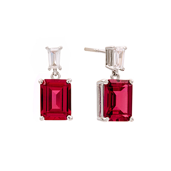 Sophie Ruby Red Baguette Stud Earrings