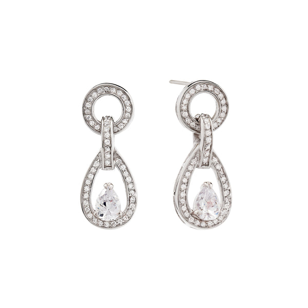 Molly Rhodium Micro Pave Tear Drop Earrings and Circle Earrings