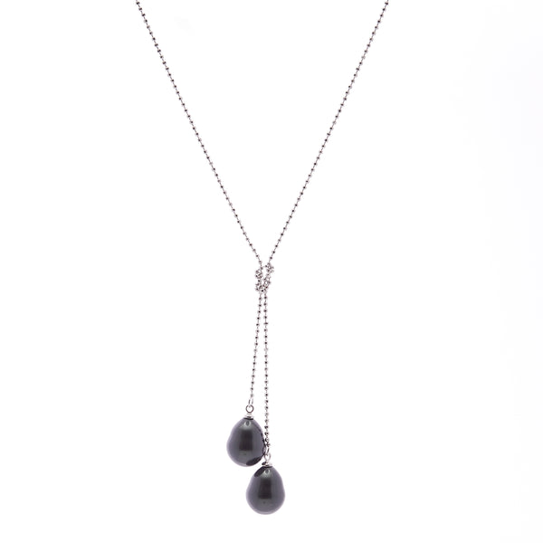 Darcy Double Black Baroque Pearl on Silver Chain