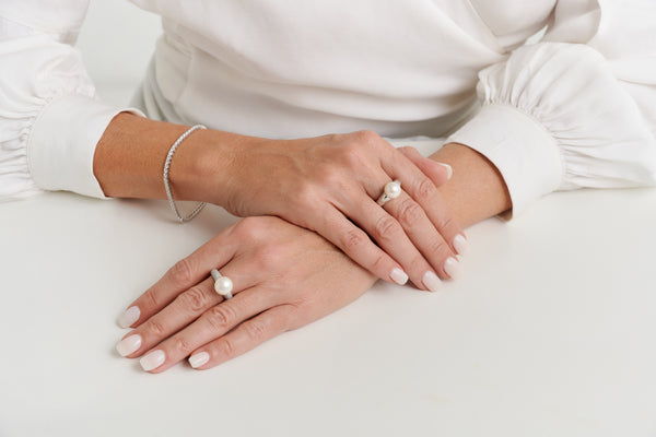 Ariana Sterling Silver Freshwater Button Ring