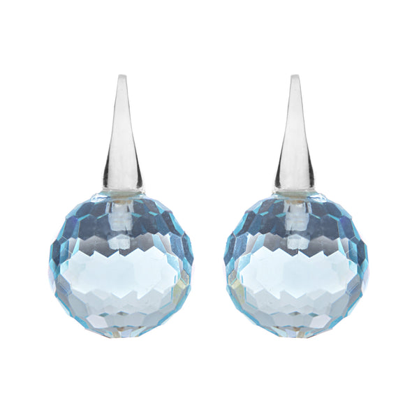 Solene facetted blue ball silver earrings