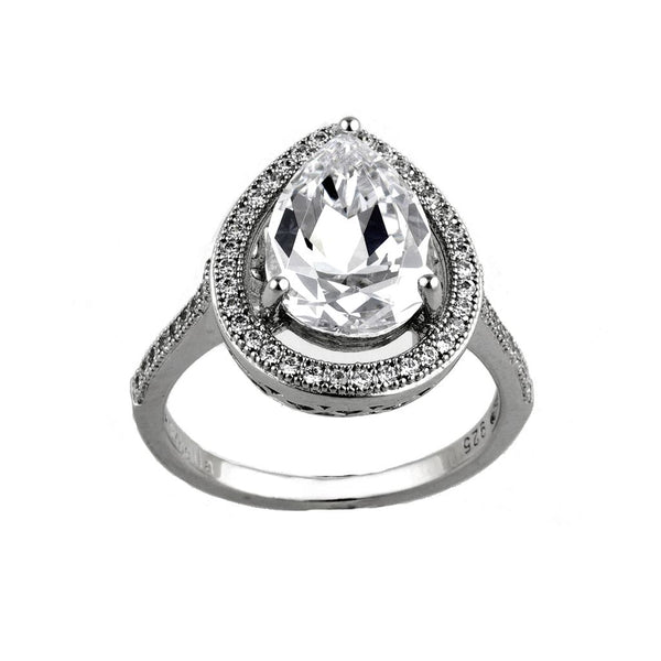 Denise Teardrop Silver and Cubic Zirconia Ring