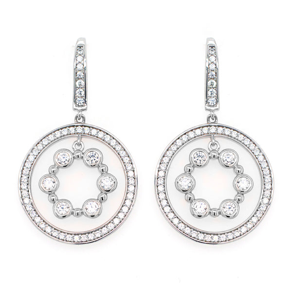 Rhodium Cubic Zirconia Hook Earrings