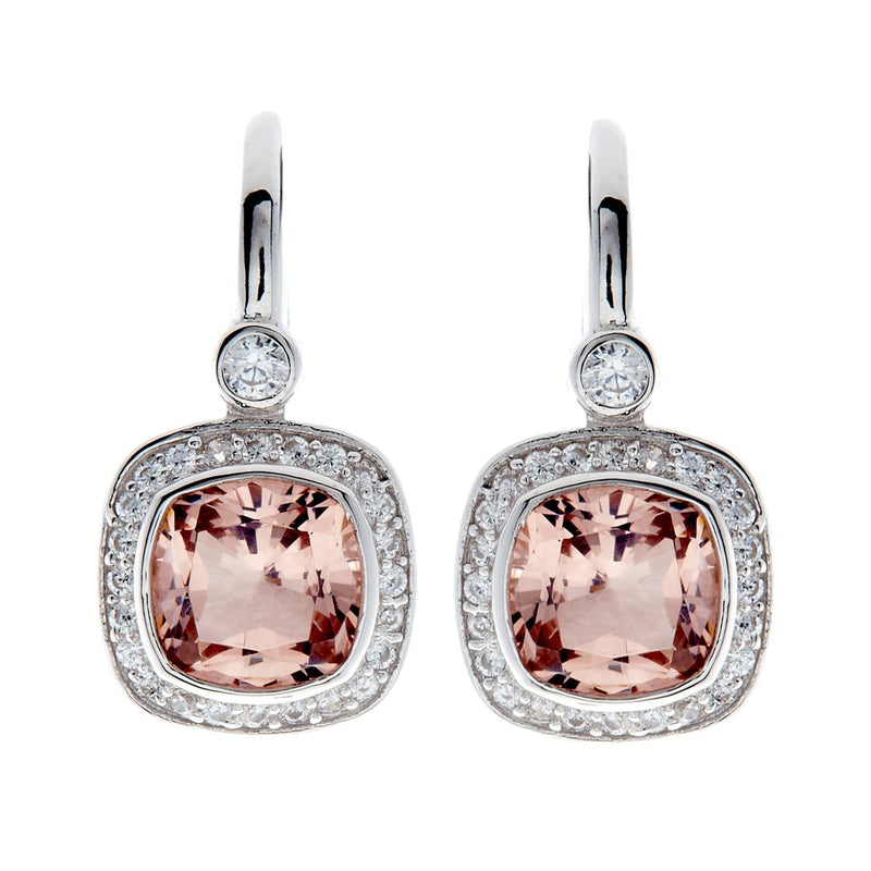 Phoebe Pink & Cubic Zirconia Square Earrings