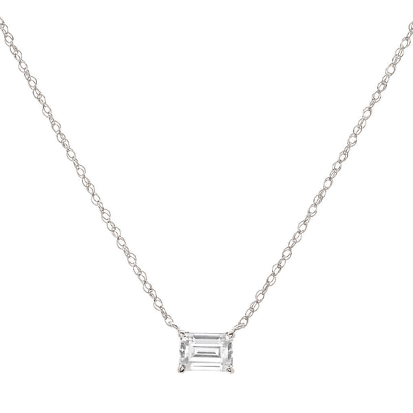 Ayla Baguette Silver Necklace