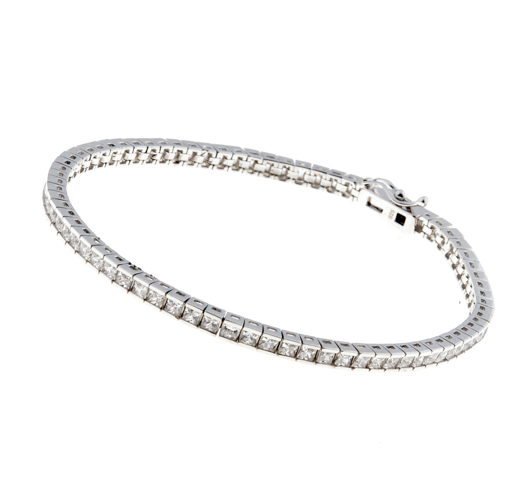 14K White Gold Princess Cut Diamond Tennis Bracelet (8.00 CTW - F-G /  VS1-VS2)