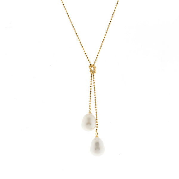 Darcy Double Baroque Pearl on Gold Chain