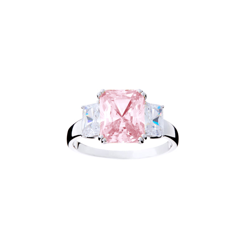 Vsoruln 925 Sterling Silver Shiny Full Diamond Ring Square Pink Princess  RingCocktail Rings Round Cut Cubic Zirconia Promise Rings CZ Diamond Halo